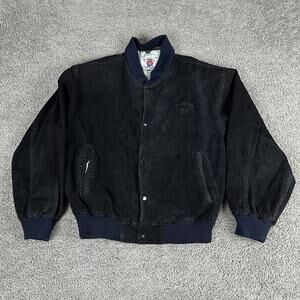 Vintage Camel Jacket Mens Large Suede Leather Bomber Coat Cigarette 90s